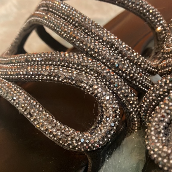 Rrhinestones leather Schutz flat slides sz 9. - Picture 3 of 7